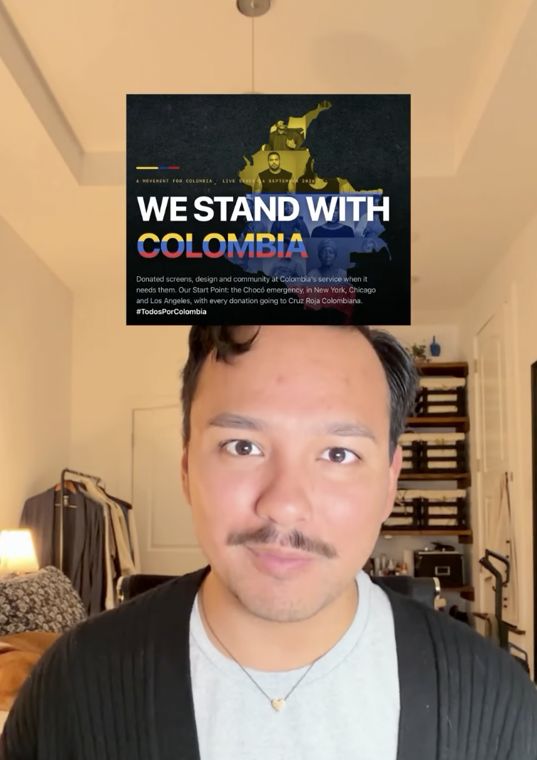 Javier Ortiz presenta We Stand With Colombia en un reel